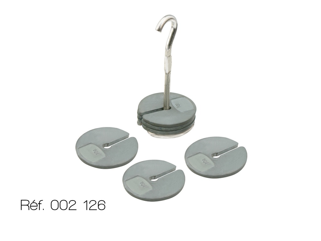 Ensemble de masses métalliques échancrées à crochet en zinc 