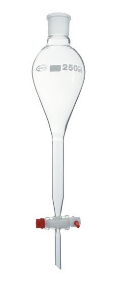 Ampoule à décanter avec robinet en PTFE et bouchon en plastique - type Gilson - GLASSCO