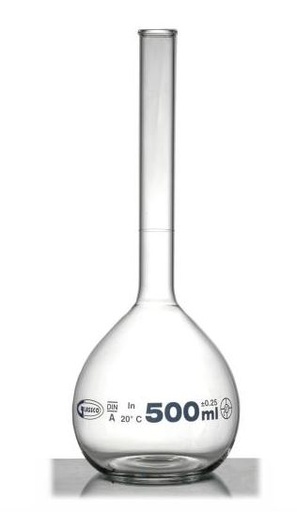 Fiole jaugée en verre transparent non bouchée - Classe A - Glassco®