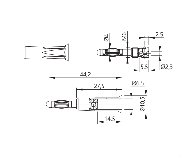 Fiche Banane mâle Ø4 mm avec isolant vissable raccord par vis M3 - Lot de 10 