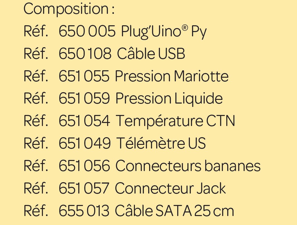 Pack microcontrôleur + capteurs Plug’Uino® Py
