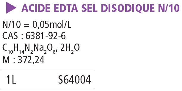 Acide EDTA sel dissodique n/10 - 1 L