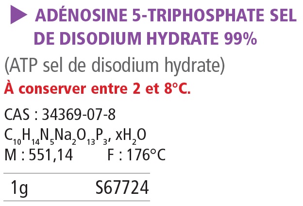 Adénosine 5-triphosphate sel de disodium hydraté 98% - 1 g