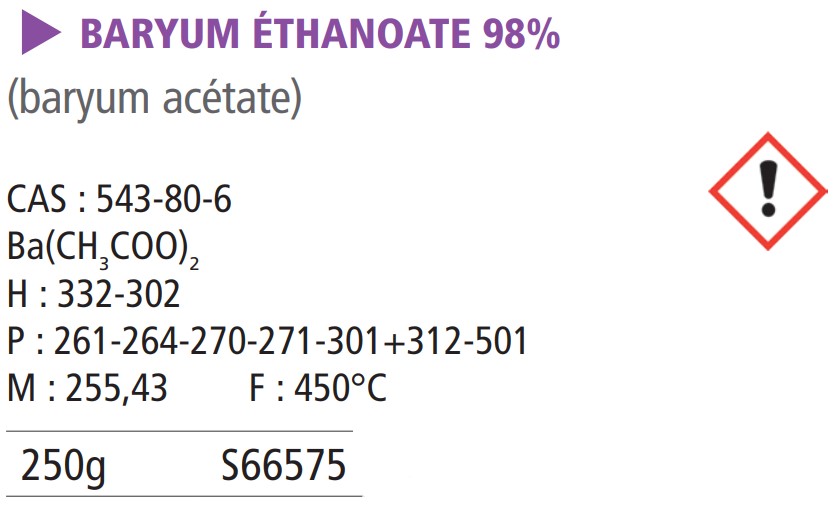 Baryum éthanoate 98% - 250 g