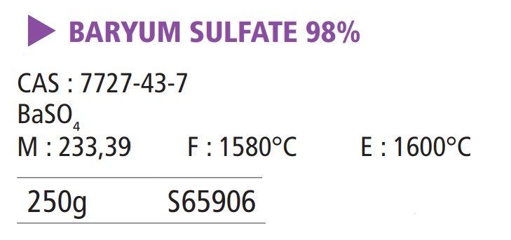 Baryum sulfate pur - 250 g