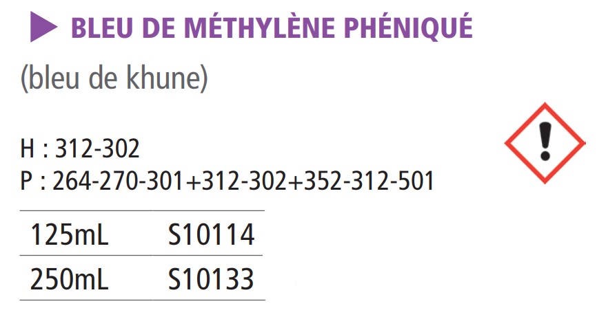 Bleu méthylène phenique - 125 mL