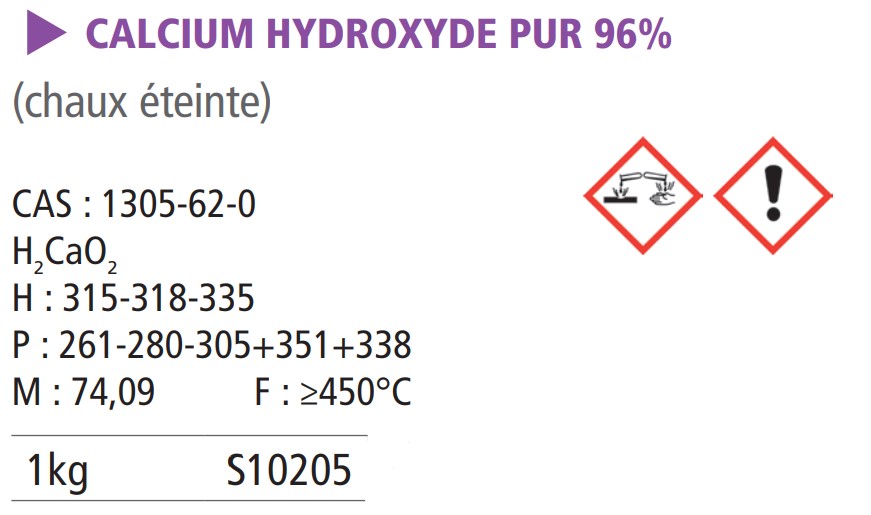 Calcium hydroxyde pur - 1 Kg
