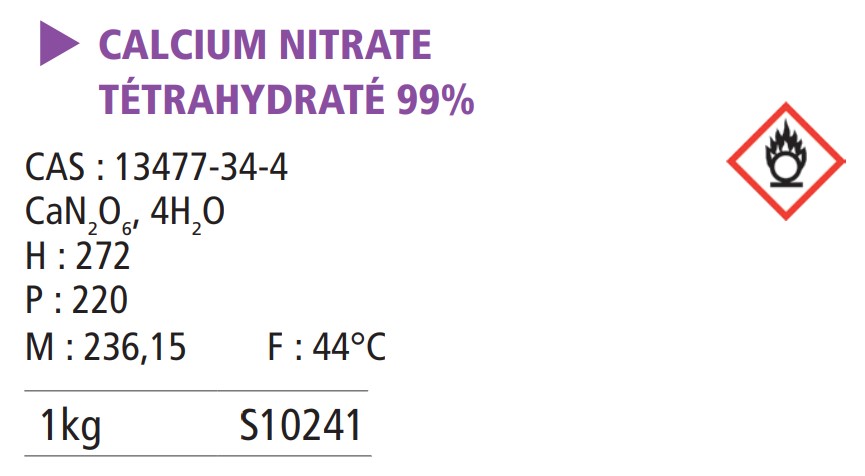 Calcium nitrate tétrahydraté 99% - 1 Kg