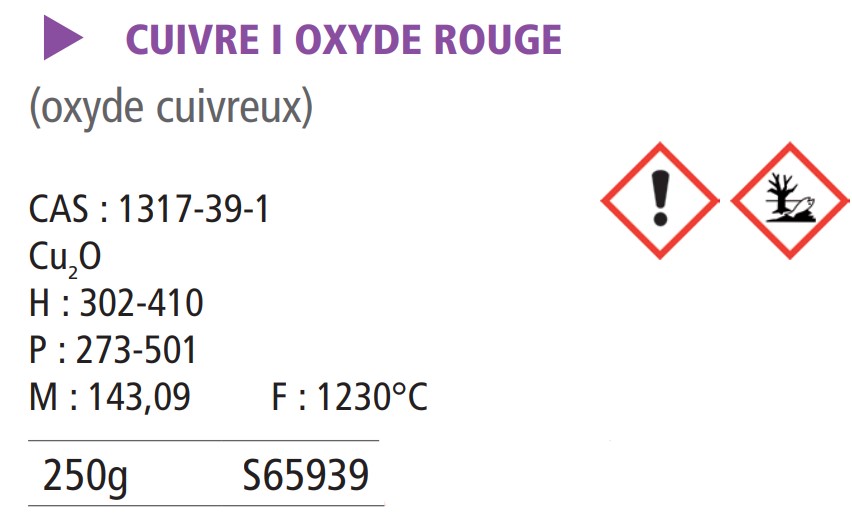 Cuivre I oxyde rouge - 250 g