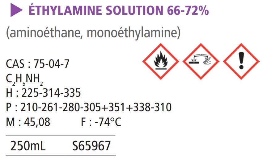 Éthylamine solution 33% - 250 mL