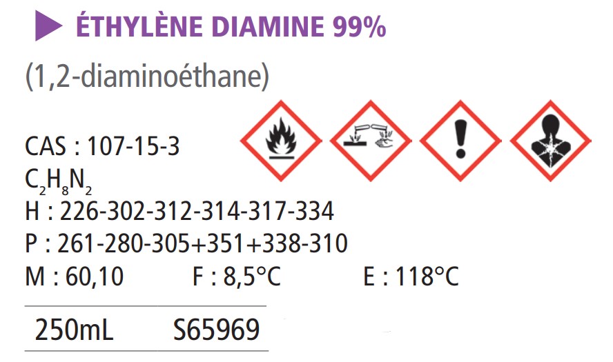 Éthylene diamine 99% - 250 mL