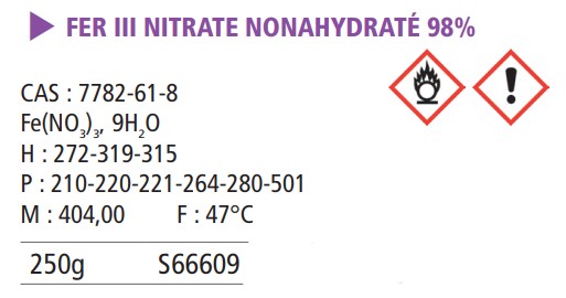 Fer III nitrate nonahydraté 98% - 250 g