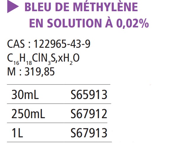 Bleu de méthylène en solution 0.02%