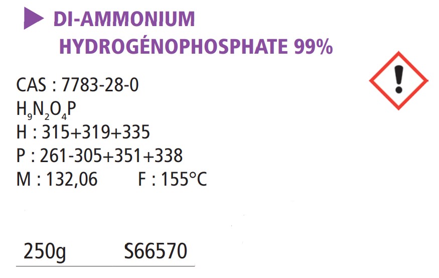 Di-ammonium hydrogénophosphate 99% - 250 g