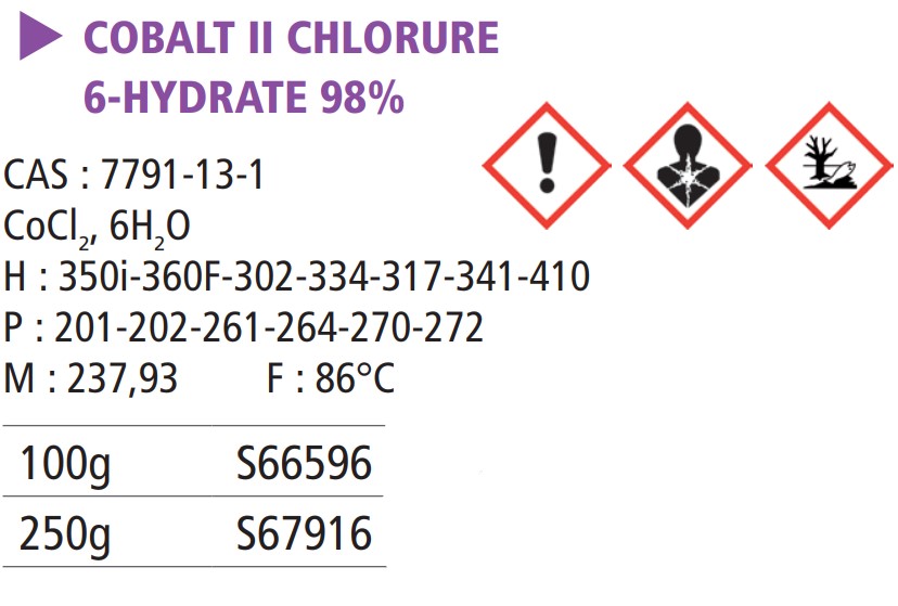 Cobalt (II) chlorure 6-hexahydraté