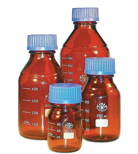 [505212-S63187] Flacon gradué à col GL45 - Verre borosilicaté 3.3 brun - Simax® - À l'unité (1000 mL)