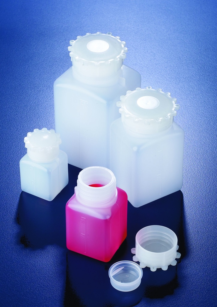 Flacon carré - Col large - HDPE