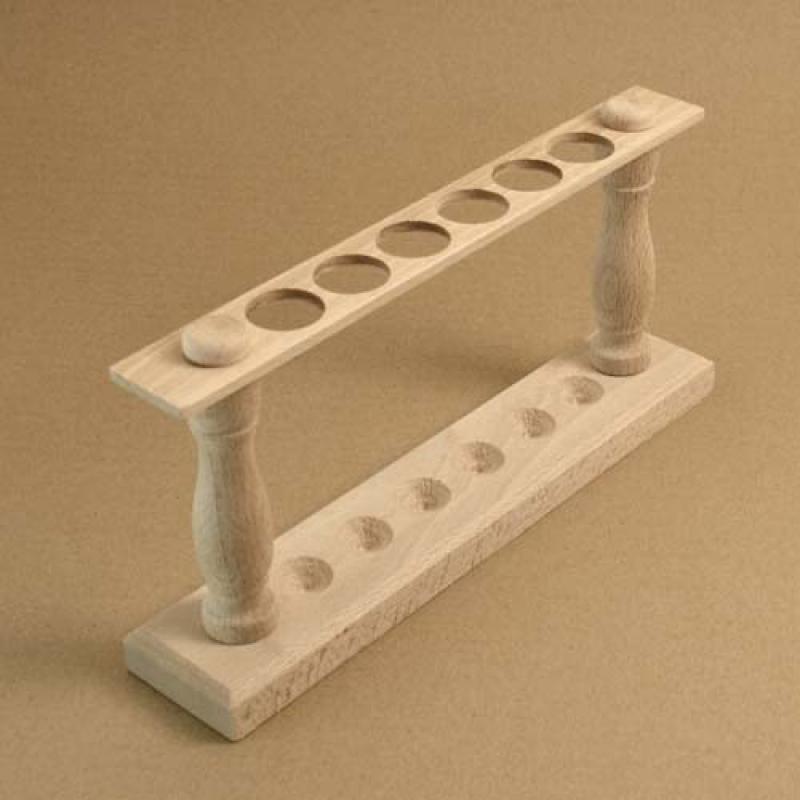 [S51406] Portoir en bois pour tubes à essais - trou dia. 22 mm (6 trous)