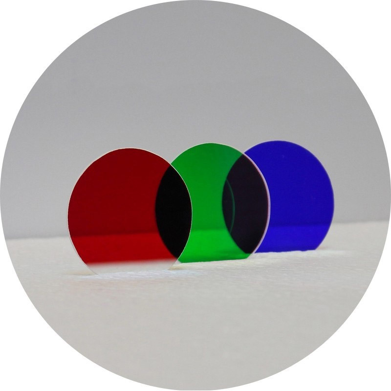 [#404103-S57616] Filtres dichroïques de couleur en verre Ø40 mm (Cyan)