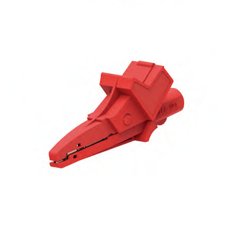 [#400020-S62707R] Pince crocodile de sécurité Ø4 mm - Electro PJP (Rouge)