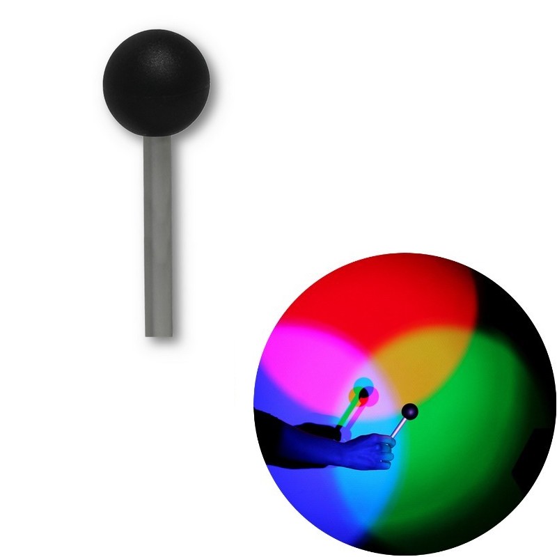 Boule plastique noire dia. 38 mm sur tige alu 130x10 mm