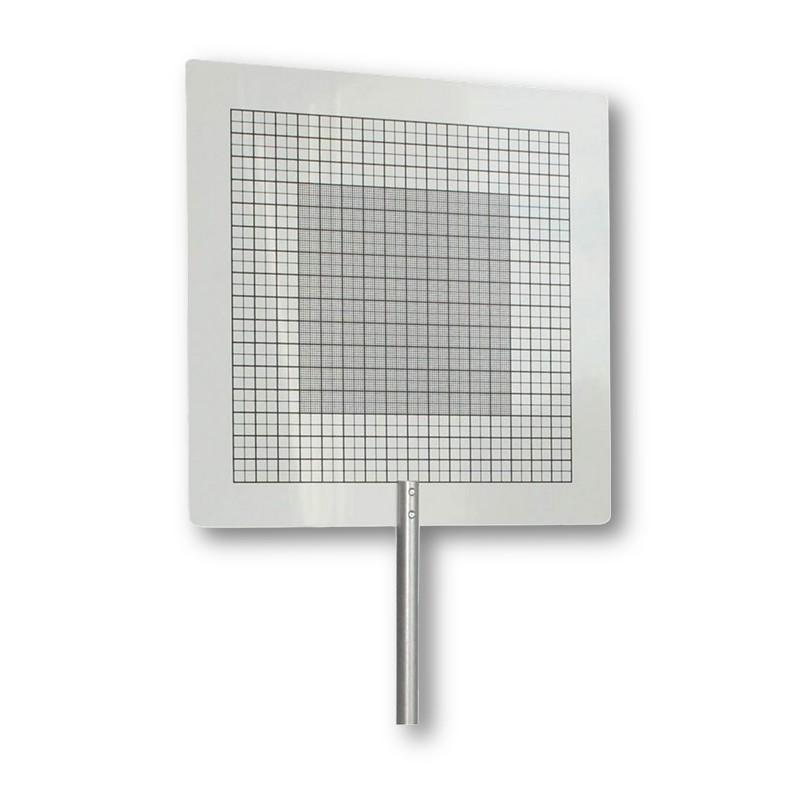 [004301-S57936] Ecran PVC blanc 200x200 mm sur tige dia. 10x70 mm pour banc d'optique