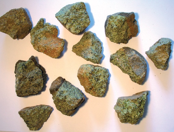 Échantillons de roche métamorphique : Métagabbro à glaucophone (lot de 12)