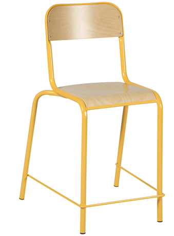 [252104-S62822] Chaise haute à dossier et assise appliqués rivetés