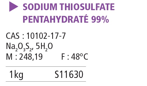 Sodium thiosulfate pentahydraté pur - 1 kg