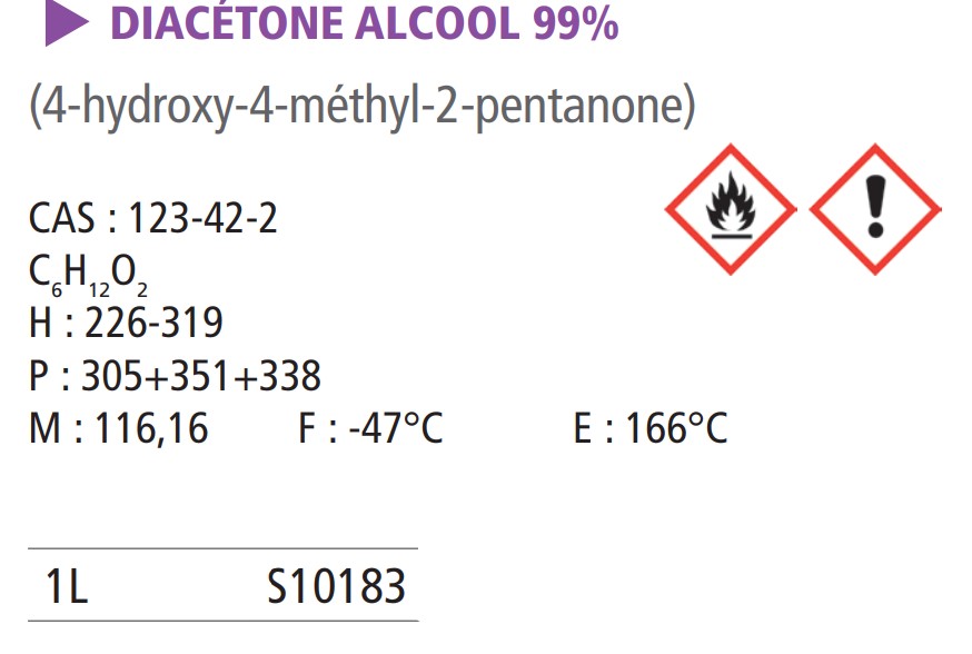 Diacétone alcool - 1 L