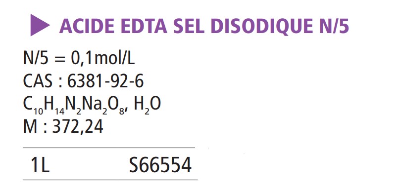 Éthylènédiamine tétra acétique sel disodique solution  0.1M pur (N/5) - 1 L
