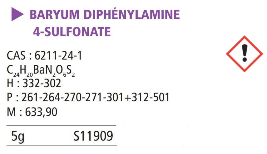 Baryum diphénylamine sulfonate - 5 g