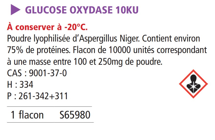 Glucose oxydase pur 10 000 U  + Frais carboglace