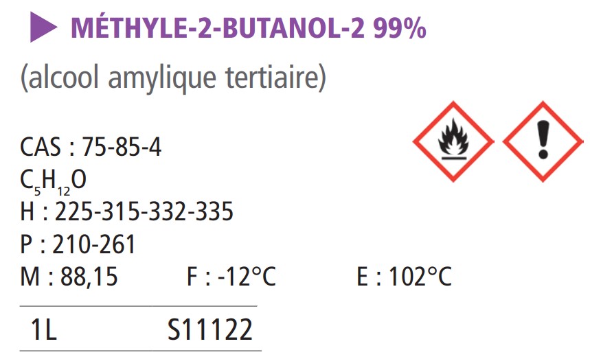 Méthyl-2-butanol-2 - 1 L