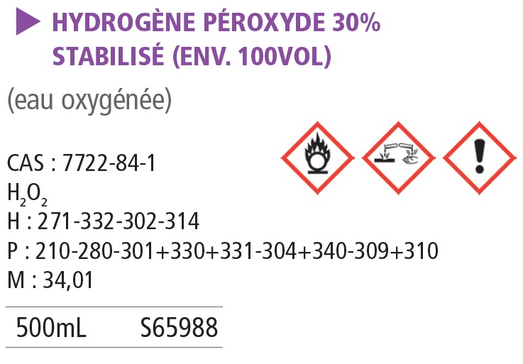 Hydrogène peroxyde 110 vol. (33%) pur - 500 mL