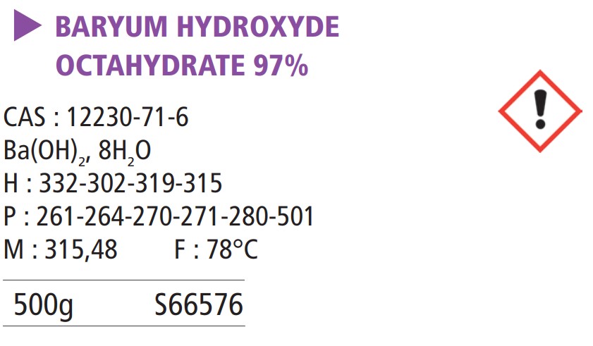 Baryum hydroxyde pur - 500 g