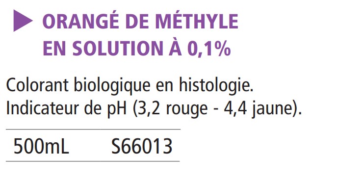 Orange de méthyle en solution 0.1 % - 500 mL