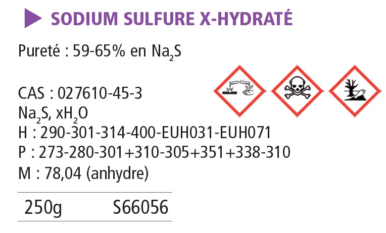 Sodium sulfure hydraté pur - 250 g