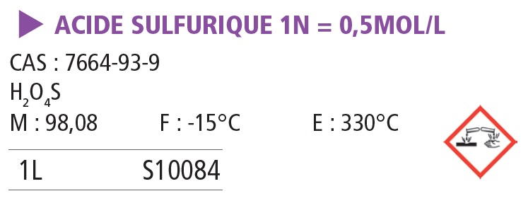 Acide sulfurique solution 0.5 M TTR - 1 L