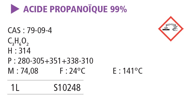 Acide propanoïque pur - 1 L