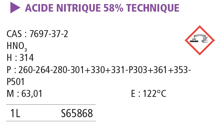 Acide nitrique 58 % TP - 1 L