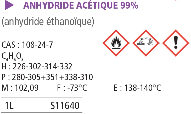 Anhydride éthanoïque (acétique) pur - 1 L