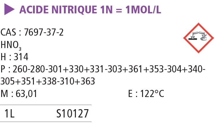 Acide nitrique 1 M (1 N) - 1 L 
