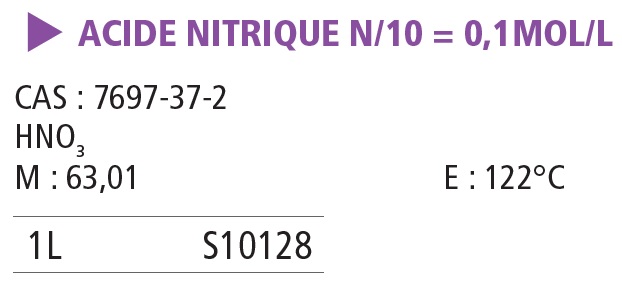 Acide nitrique 0.1 M (0.1 N) - 1 L 