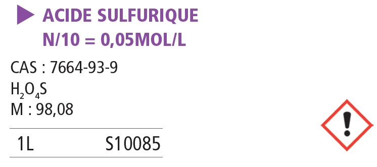 Acide sulfurique 0.05 M (0.1 N) - 1 L 