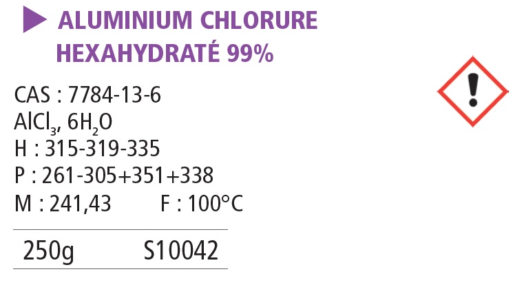 Aluminium chlorure hexahydraté pur - 250 g