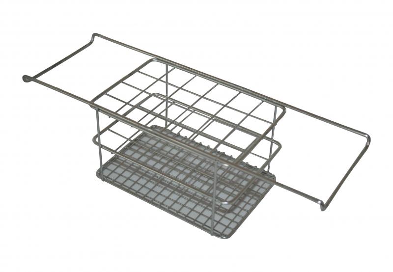 [S51397] Portoir 24 tubes acier inox pour bain-marie 6 L (Ø 16 mm)