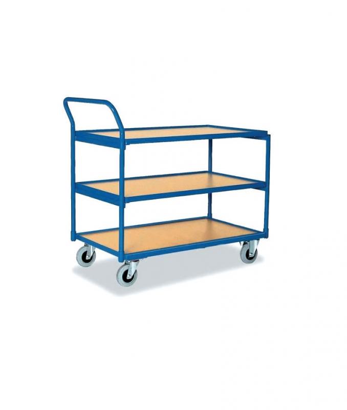 [S61934] Chariot de laboratoire plateaux bois (1000x600 mm) grand modèle (2 plateaux)