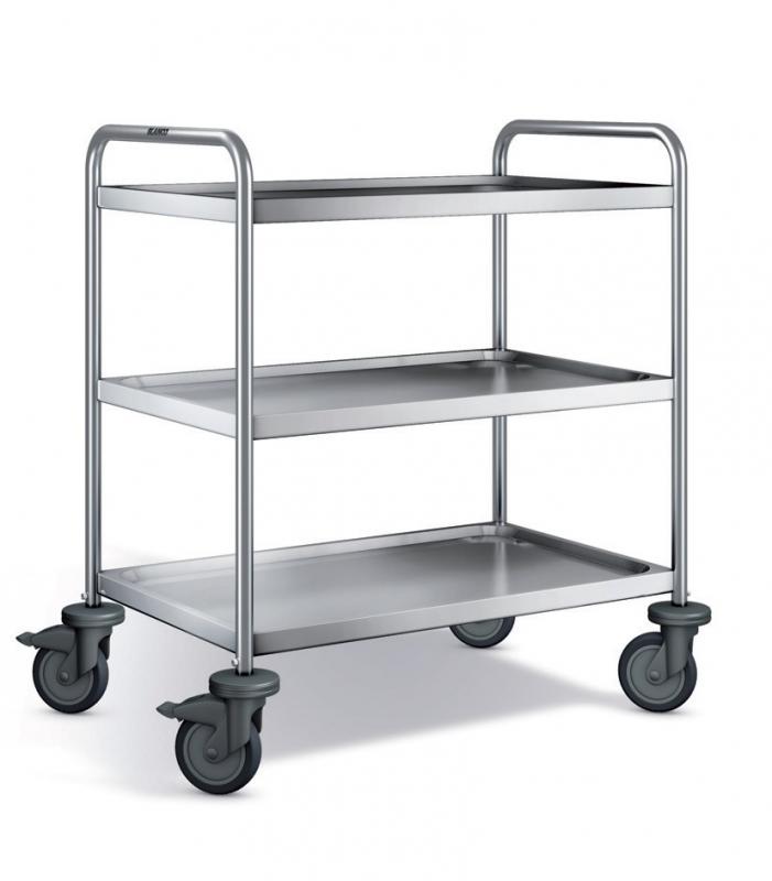 [252269-S66249] Chariot de laboratoire inox (plateau: 600x400 mm) petit modèle (2 plateaux)