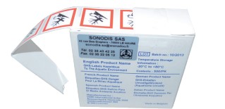 Étiquettes autocollantes 20x20 mm CLP- Substances dangereuses  SGH01 à SGH09 - Boîte de 1000